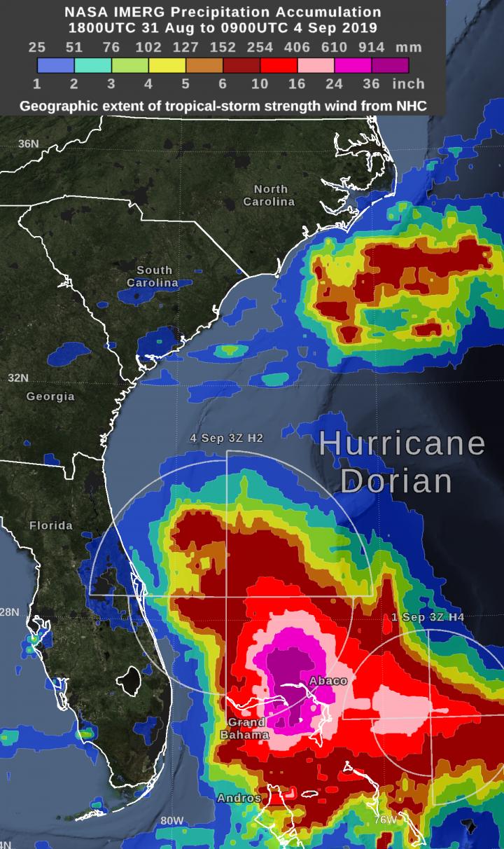 IMERG Rainfall Data on Dorian