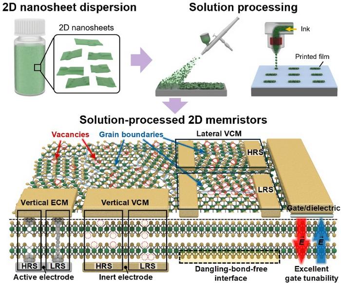 Overall process: from 2D material dispersion to functional memristors