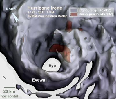 NASA TRMM satellite Sees Eyewall Form in Hurricane Irene on Aug. 23