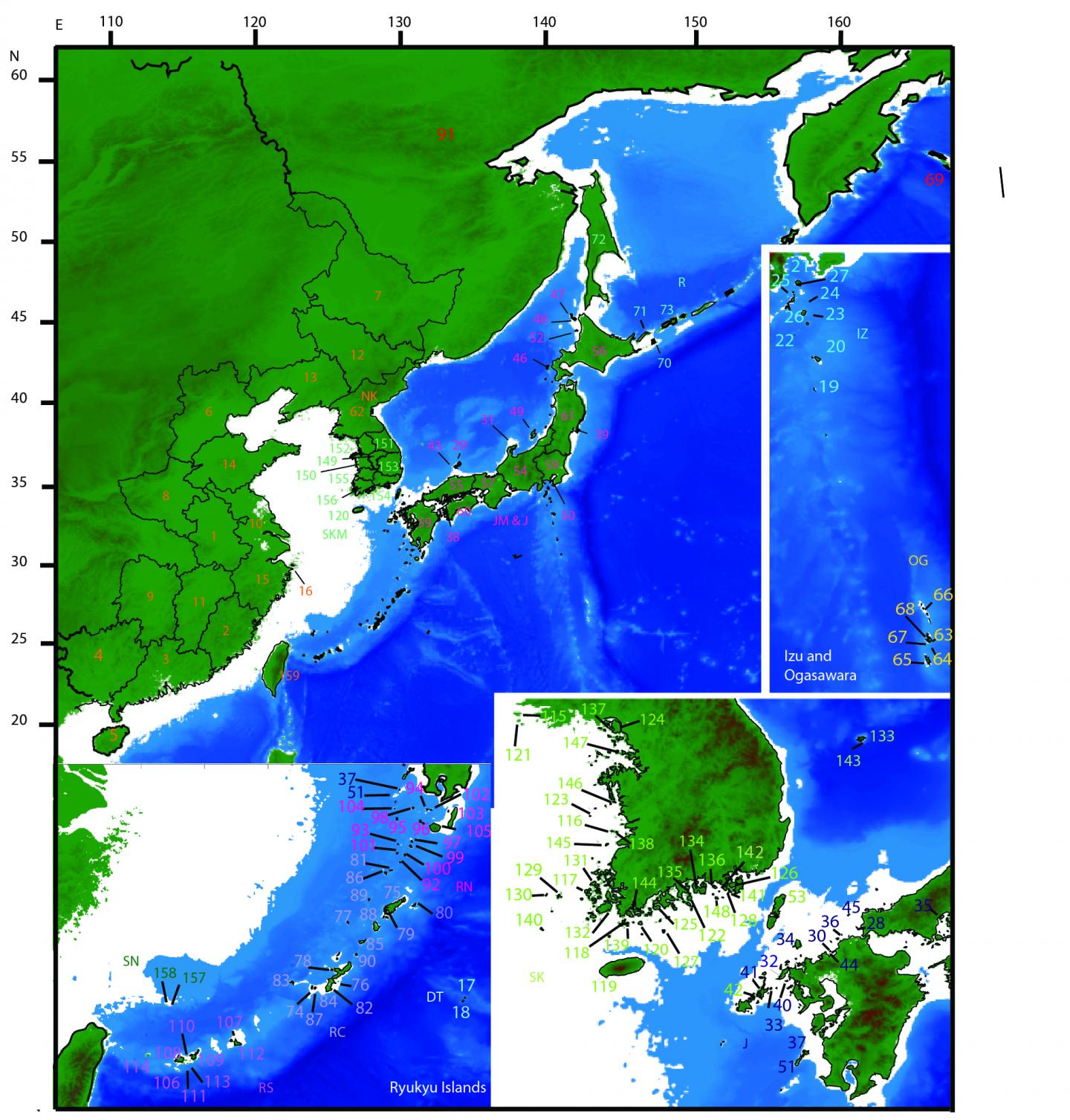 地史的な陸地のつながりを示す図