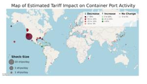 Estimated change for 1,315 ports due to the US-China tariffs