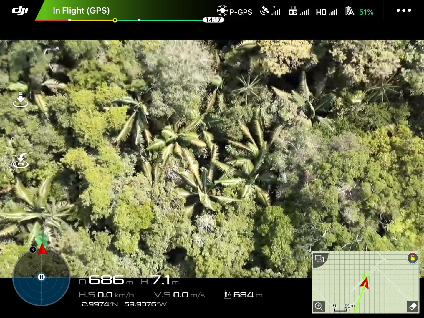 The View on the Screen of Drone Controller