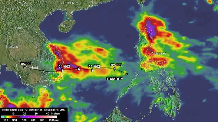 IMERG Image of Rainfall from Damrey