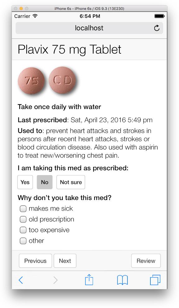 Mockup of FHIR-Enabled App