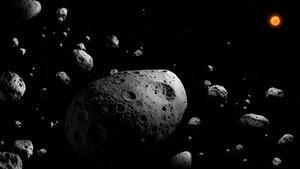 Artist’s illustration of asteroid 2025 MN45