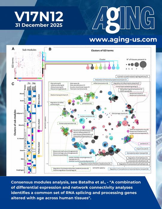 A combination of differential expression and network connectivity analyses identifies a common set of RNA splicing and processing genes altered with age across human tissues