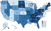 Map Shows Geographic Variation in Imaging Utilization for Low Back Pain on State-By-State Basis