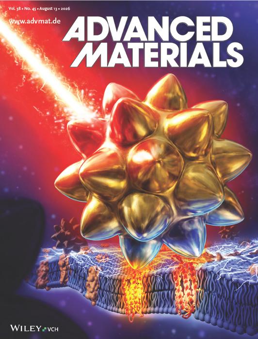 Cover illustration showing a gold nanostar illuminated by laser light.