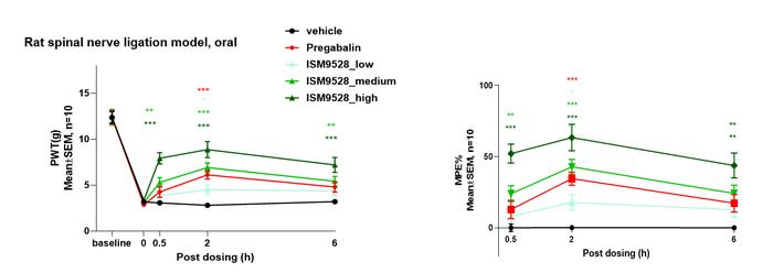 In preclinical studies, ISM9528 demonstrated superior efficacy compared to standard of care in validated models of acute postsurgical pain and neuropathic pain, as an oral treatment.