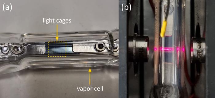 Figure |Integration of a light cage chip in a cesium vapor cell.