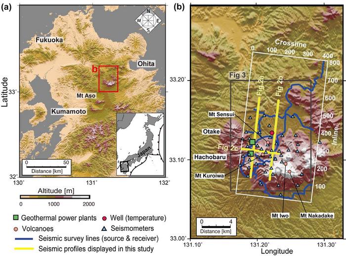 Survey area around Kuju volcano