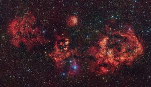The RCW 94/95 nebulae in visible and infrared light