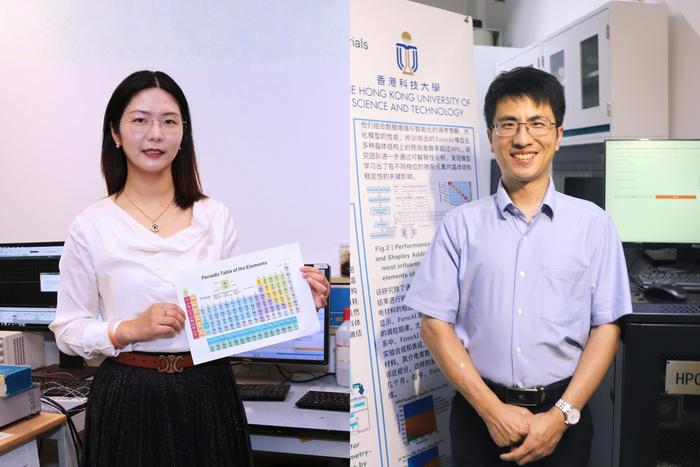 香港科技大學陳弦教授（左）及同濟大學張晨波博士（右）成功研發出深度學習模型FerroAI。該模型僅需20秒，即可繪製鐵電材料的組分–溫度相圖，標誌著人工智能賦能鐵電材料研發的新紀元。