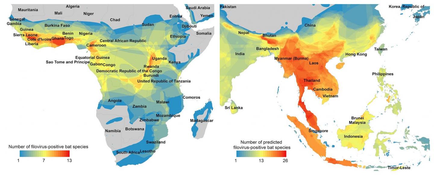 Closeups of Africa and Asia