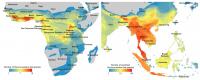 Closeups of Africa and Asia