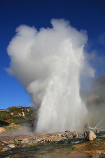 Eruption of Velikan Geyser, Kamchatka, Russia
