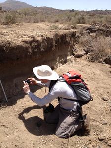 Professor Tom Gernon sampling volcanic deposits at Boset Volcano in the Main Ethiopian Rift