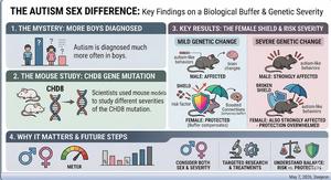 Figure 1. Infographic Summary of the Autism Sex Difference, focusing on a Biological Buffer and Genetic Severity
