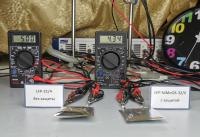 Prototypes of the protected and non-protected battery after a case of emergency, i.e. overcharging