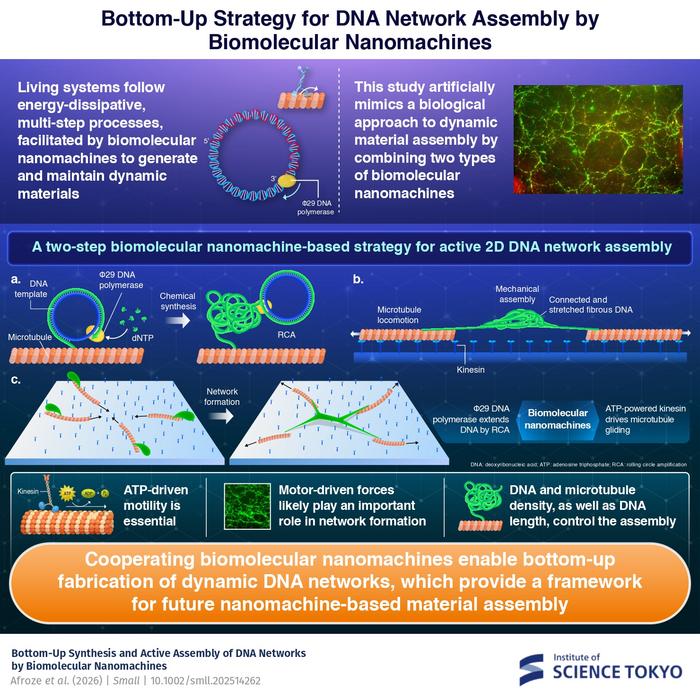 2D-DNA network synthesis using biomolecular nanomachines