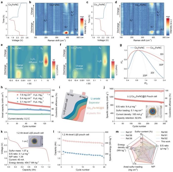In situ diagnostics and performance verification of practical Li–S batteries