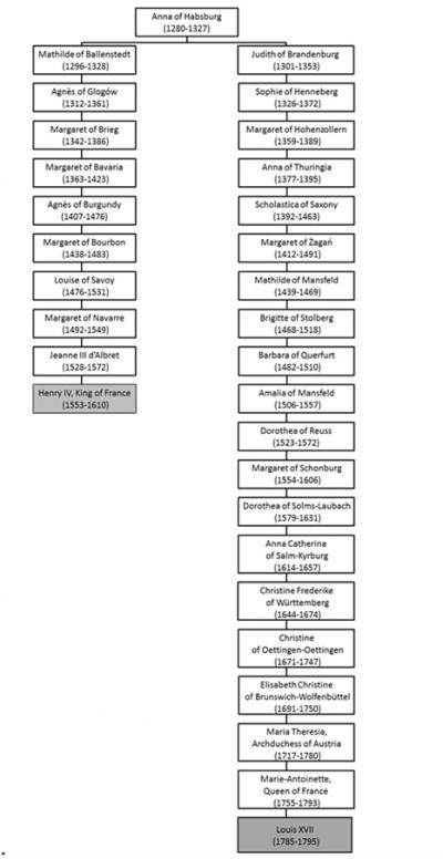 Maternal Line of the French Kings Henry IV and Louis XVII