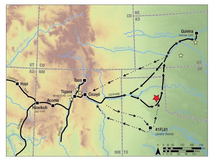 Reconstructed paths of the Coronado entrada