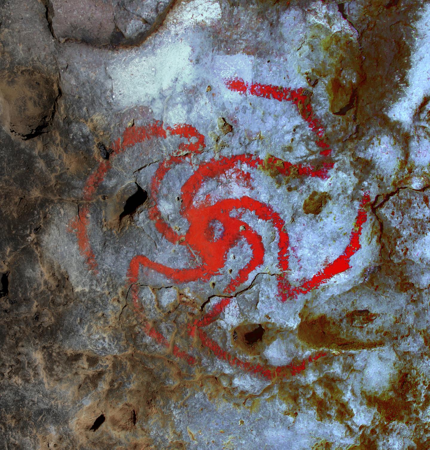 Digital image of Pinwheel painting, processed with an image enhancing technique called D-Stretch. 
