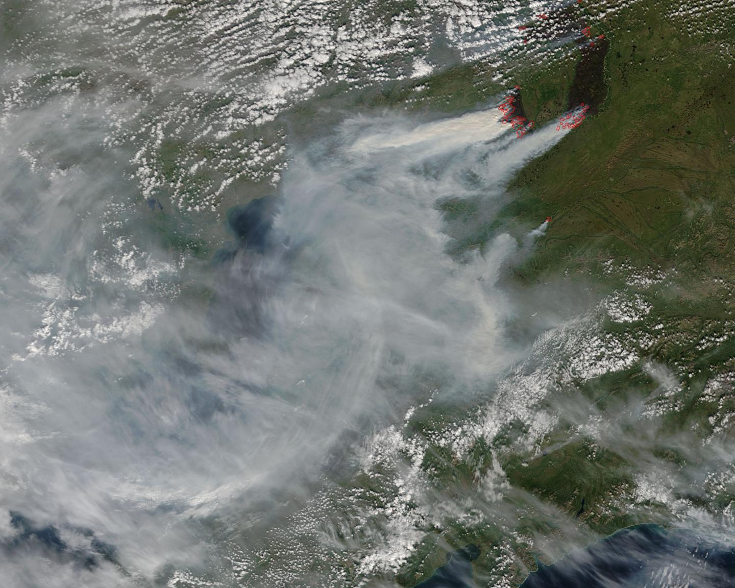 NASA Spots Fires and Smoke from Eastern Russia Wildfires