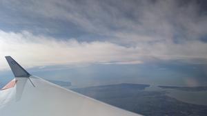 HALO in the air near the French Atlantic coast on its way to fly over KITcube, KIT’s mobile ground measuring station in Brittany, France. (Photo: Simone Scheer, KIT)