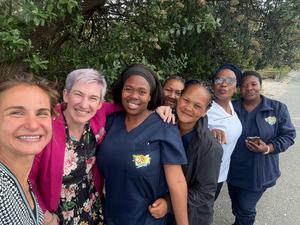 Professor Bronwyn Myers with community health workers in South Africa