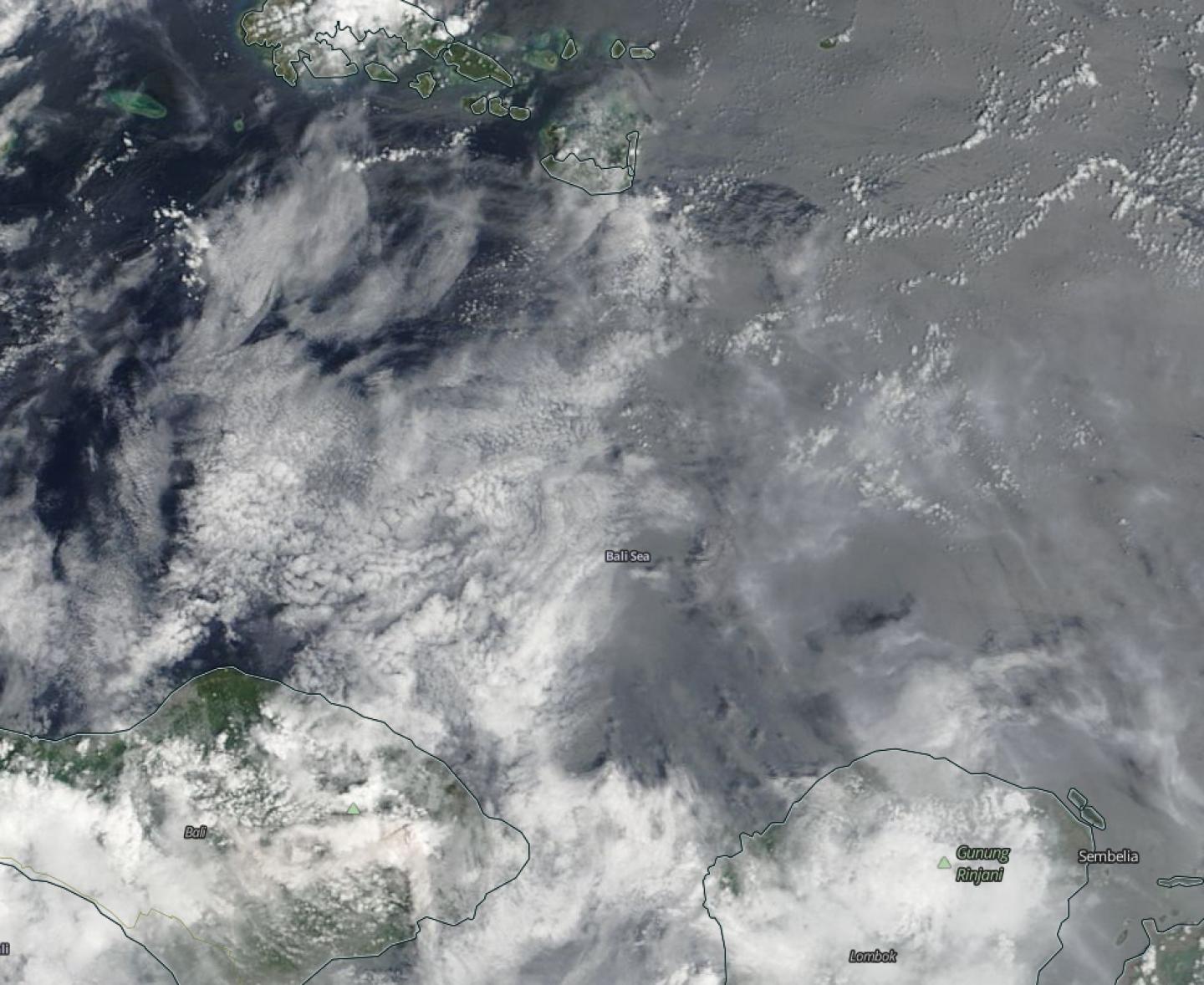 NASA Sees Mount Agung's Ash Cloud Over the Bali Sea