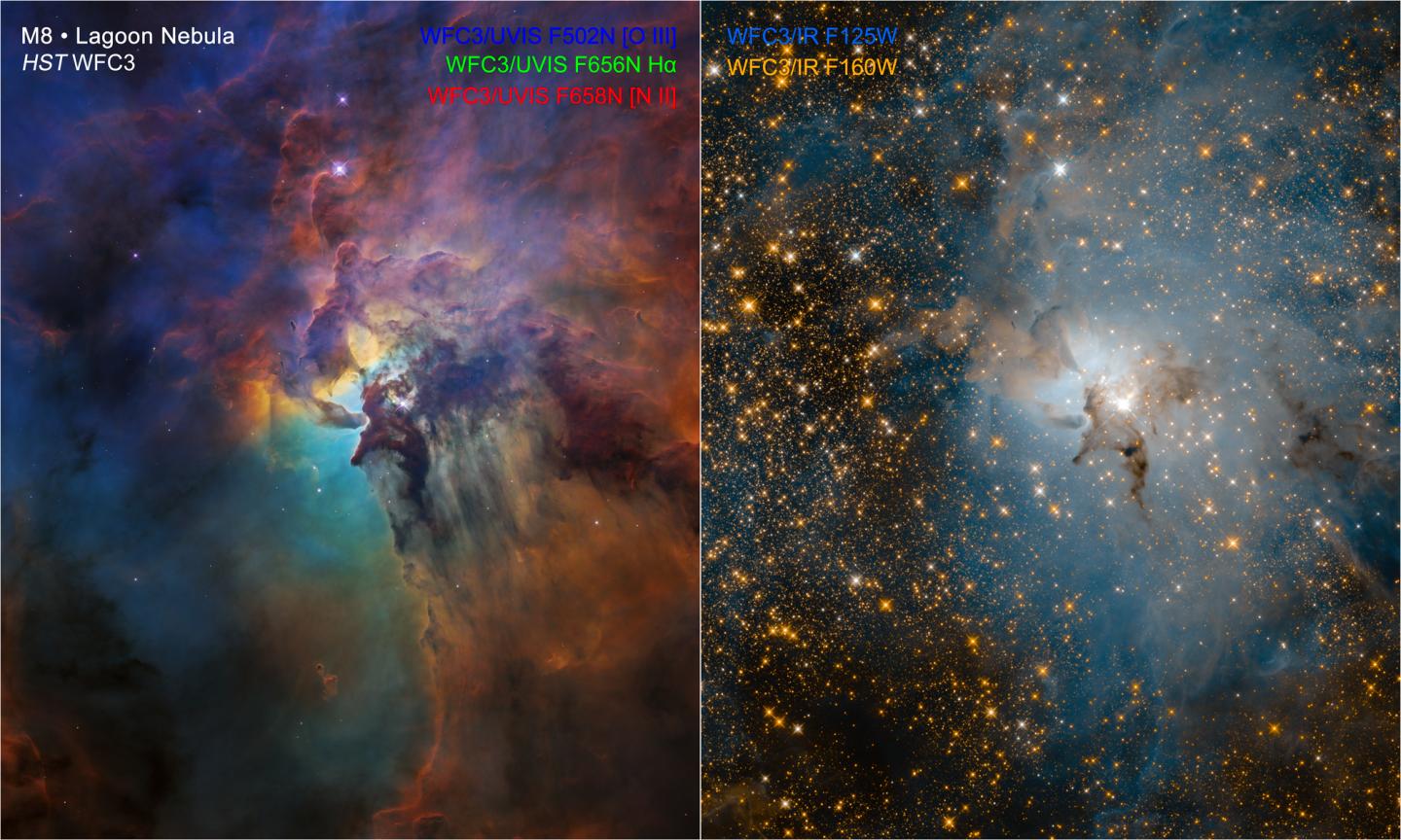 Two Views of the Lagoon Nebula