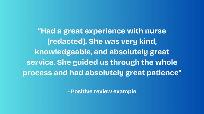 Example of Positive Review from Study