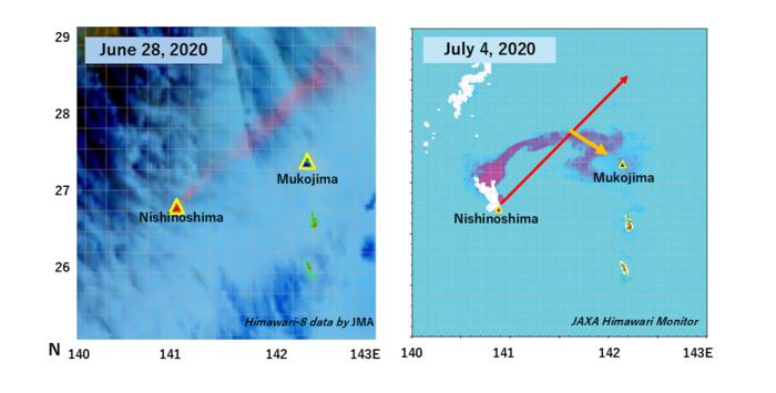 Volcanic plume and high chlorophyll-a area