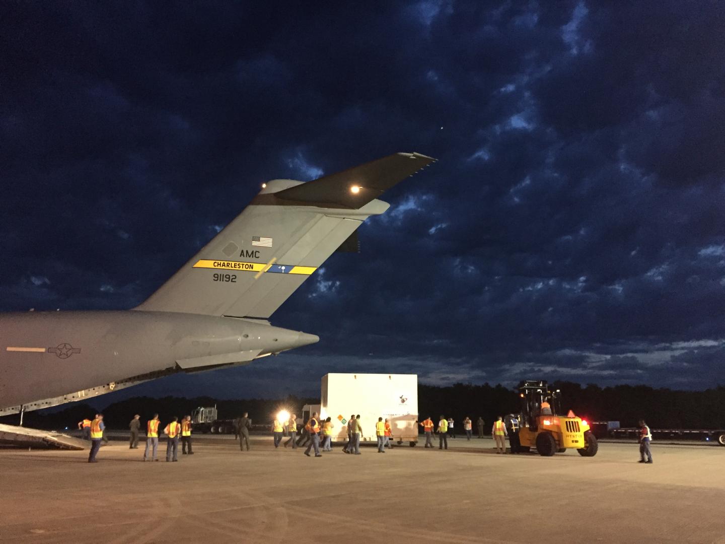 OSIRIS-REx Unloading at Kennedy Space Center