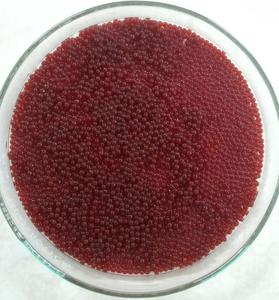 Close-up view of the adsorbent beads