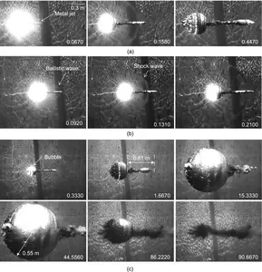 Coupling dynamic of a shaped charge in an underwater explosion.