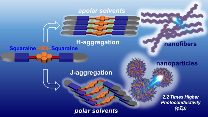 Schematic diagram of self-assembling donor–acceptor–donor molecule, TISQ