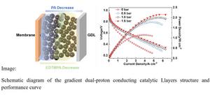 Schematic diagram of the gradient dual-proton conducting catalytic Llayers structure and performance curve