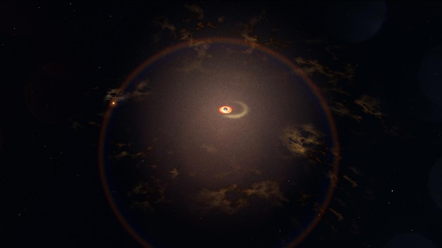 Illustration of monster black hole siphoning gas