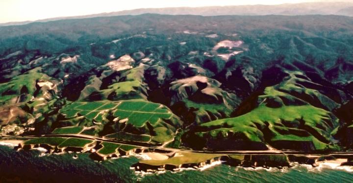 Aerial View Shows Marine-Terraced Coastline of California