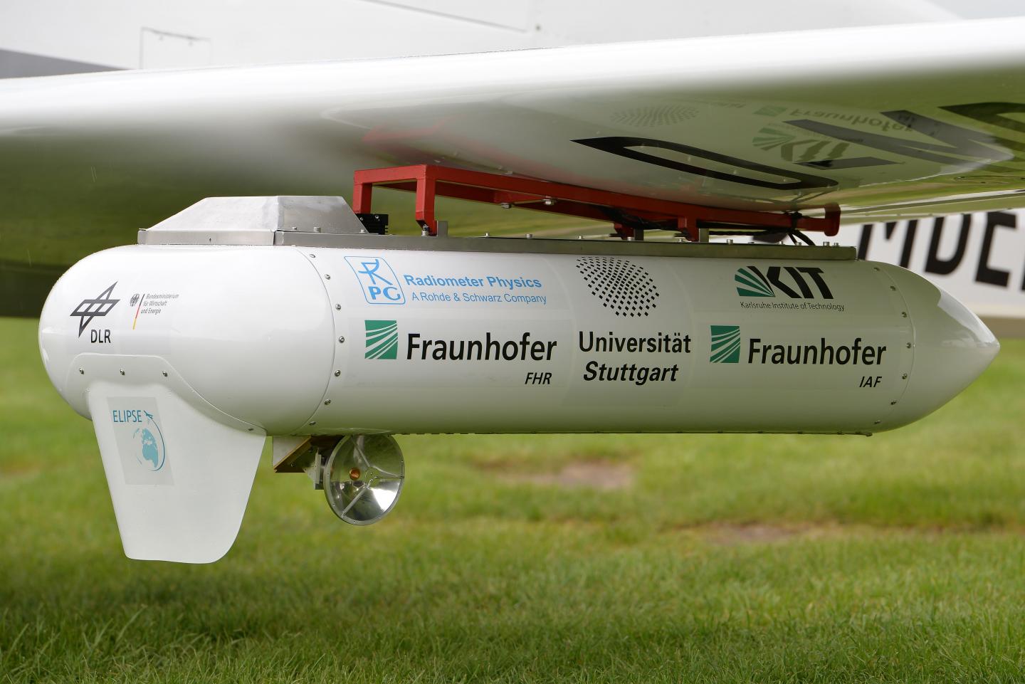 Transmitter Attached to the Wing of the Aircraft