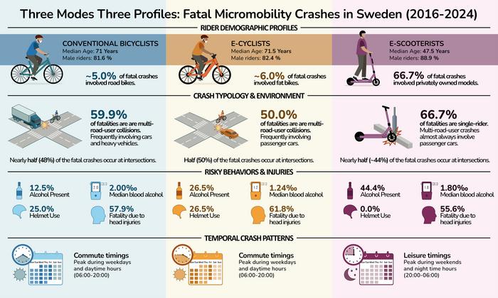 Fatal crashes with electric scooters, electric bicycles and bicycles in Sweden, 2016 – 2024.