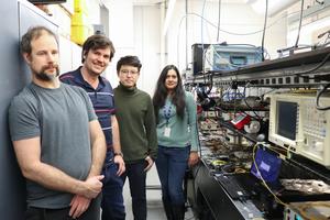 Co-authors of the study in their laboratory at the Institut national de la recherche scientifique (INRS)