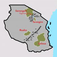Map of studied elephant populations in Tanzania