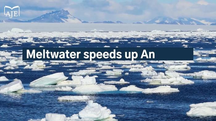Meltwater speeds up Antarctic glacier ice flow from below.