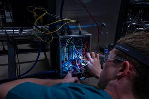 student working on prototype