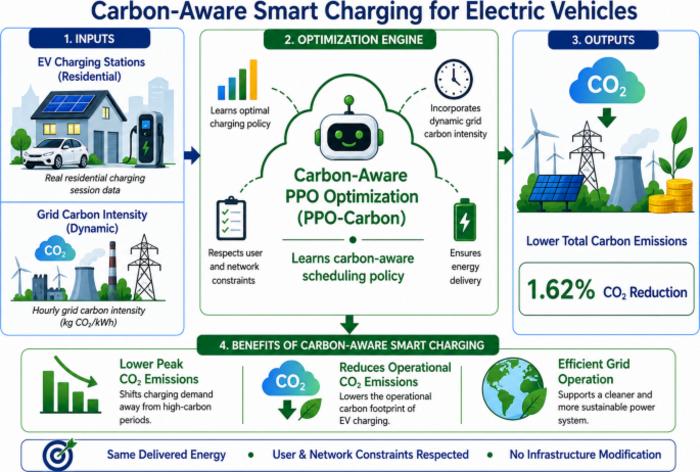 Quantifying carbon emission reduction from carbon-aware electric vehicle charging in distribution power networks