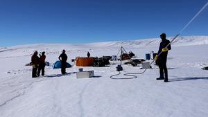 Hot-water drilling conducted at Langhovde Glacier, East Antarctica, in 2021–2022.